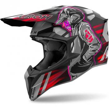 Airoh Casco de Cross Wraaap Cyber Negro Gris Rojo