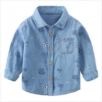 Jungen Langarm Bluse aus Denim für sonnige Tage