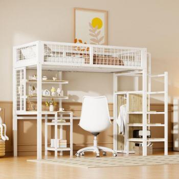 Redom Dormitorio a Soppalco 90x200 – Armadio & Tavolo Bianco