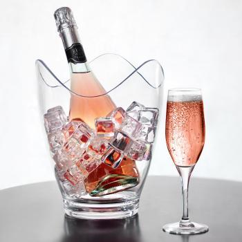 Plastic Glacier Curve Wine Bucket Collection – 6‑Piece Champagne Cooler Set