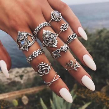 13 Teile Metall Punk Knöchel Ringe für Damen