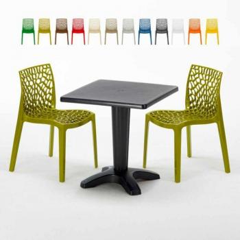 ProduceShop Elegancia Negra 70x70 – Sillas Verdes Anís