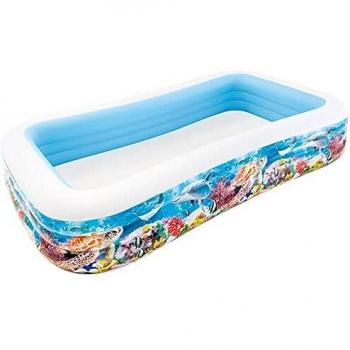 Intrex Piscine Familiale Rectangulaire 305 × 183 × 56 cm – 3 Boudins + Bonde Vidange & Valve Dégonflage