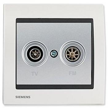Prise TV/FM Delta Iris Silver + Plaque Métal Blanc Siemens
