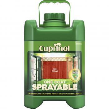 Cuprinol One Coat Sprayable Quick Drying Fence Treatment Rich Cedar 5L