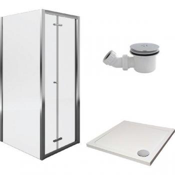 Aqualux 800 x 800mm Bi-fold Shower Enclosure with Tray