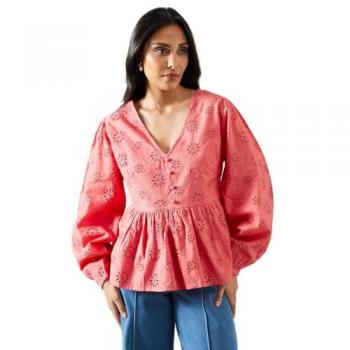 Petite Button-Up Peplum Blouse
