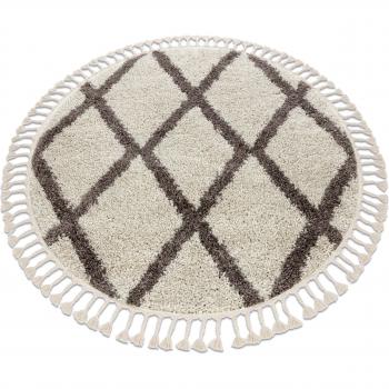 Rond Tapijt met Creme Rand – Berber Stijl
