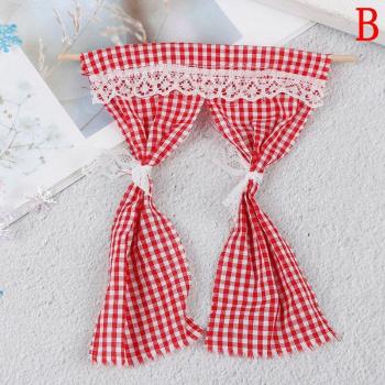 1/12 Scale Pink Cotton Curtain for Dollhouse Bedroom