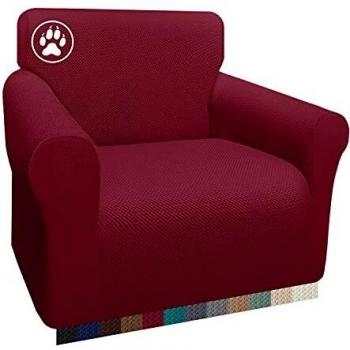 Luxurlife Thick Sofa Cover 1 Seater Chair Cover for Living Room Jacquard Slipcover for Pets Kids Furniture Protector with Elastic Bottom