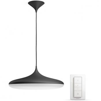 Philips Hue LED Pendant Light, Plastic, Black Housing, All White Light