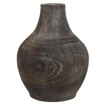 Cristalino Jarrón de Paulonia Colonial en Tonos Gris – 16×16×24 cm