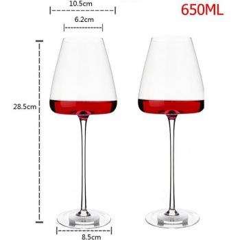 2PCS Wedding and Birthday Burgundy Goblet Glasses (270/550/650ml)