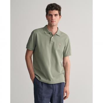 Polo Gant Shield Dry a Manica Corta, Colore Verde, Taglia 2XL