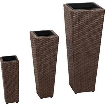 VidaXL 3X Garten Hochbeet Poly Rattan Braun