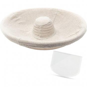 11 Inch Circular Proofing Basket with Center Riser and Fitted Cotton Liner