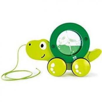 Hape Pull-Along Tito Turtle Push Toy for Ages 1+, Lime Green