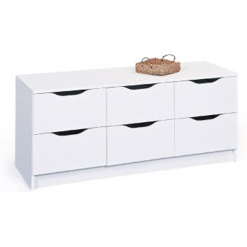 Cómoda moderna blanca de seis cajones, 50 x 40 x 120 cm