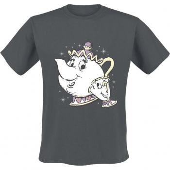 T‑Shirt unisexe Disney Belle et la Bête – Chip & Mrs. Potts – Gris clair – Convient S à M
