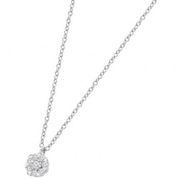 Collar de Oro Blanco 9K con Colgante de Diamantes