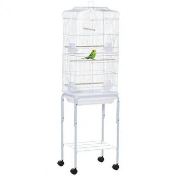 PawHut Bird Cage for Budgies and Canaries with Wheels and Slide-Out Tray