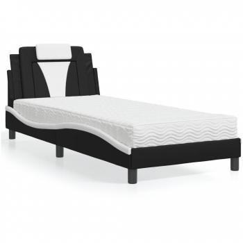 Vidaxl Lit Avec Matelas Noir Et Blanc 80x200 Cm Similicuir