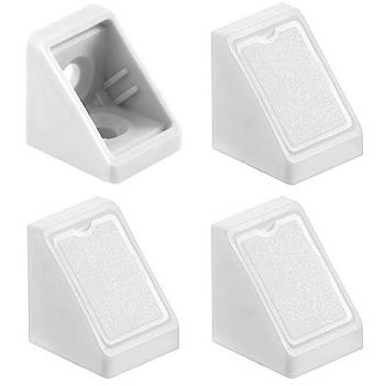 Caisse de 4 équerres universelles, couleur blanche, matériau plastique durable