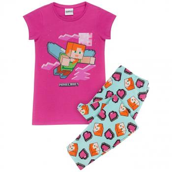 Atuendo nocturno para niñas de Minecraft, color negro, mangas cortas, pierna larga, adecuado para 10 años