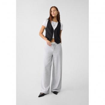 Pantaloni Stradivarius Wide Leg Grigio Melanghino XL, vita alta