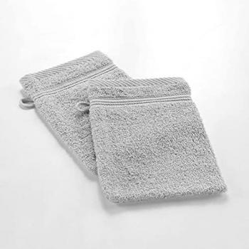 Guanti da bagno in spugna tinta unita, grigio perla, set da 2 pezzi