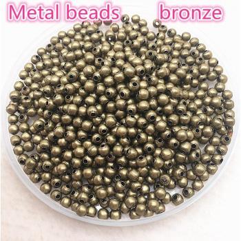 100pcs 4mm Smooth Ball Spacer Beads in Gold/Silver/Bronze for Jewelry Crafting