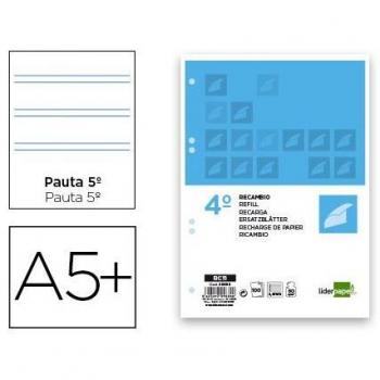 Recarga de Papel 100 Folhas Liderpapel Quarto 6TC-03 2 Linhas Pauta Estreita 6 Furos Universal com Margem