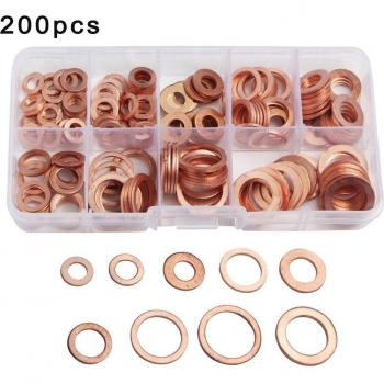 200-Piece Copper Washer Set for Automotive Use