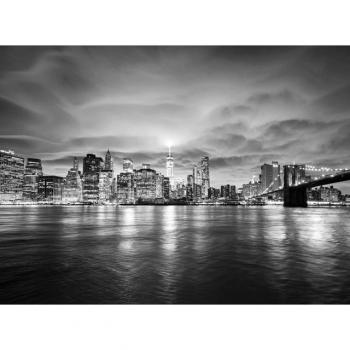 New York Skyline Fototapete in Schwarz-Weiß