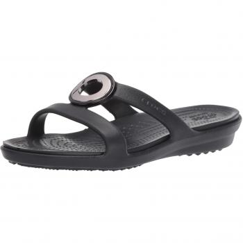 Sandalias Crocs Sanrah Metalblock para Mujer, Punta Abierta, Negro