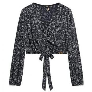 Top Noué Vintage Superdry Femme Bleu Marine Taille 42
