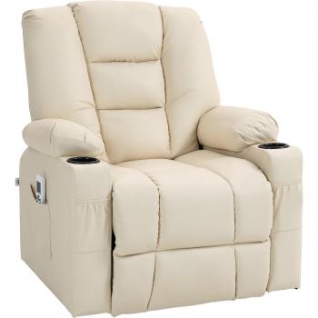 HOMCOM Relaxsessel mit USB und Fernbedienung in Creme