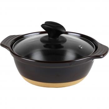 L-1900 Funtu Brown Metal Table Pot 18cm – Ceramic with Glass Cover