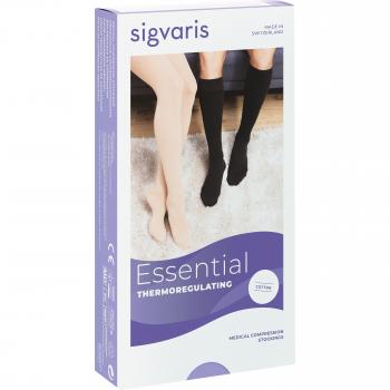 SIGVARIS Cotton CCL1 Gambaletto Lungo Nero con Punta Aperta M/L