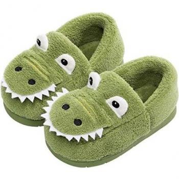 Peluche Pantoufle Chaussons Enfant Fille Coton Semelle Souple Maison Chaussures Garçons Hiver Chaud Anti-dérapant Vert 22/23 EU 150 cm
