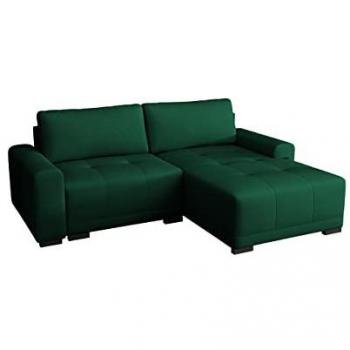 Canapé d’angle en tissu vert Kronos/Columbus – Fonction couchage, boîte de literie intégrée