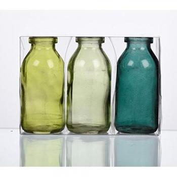 Sandra Rich Dekovase Vasen – Glas – 16,5 × 5,5 × 10,5 cm – Grün – 3‑er Set