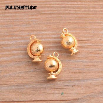 10 Uds Charm de Globo Giratorio en Aleación de Metal 12x18mm, 5 Colores para Artesanía