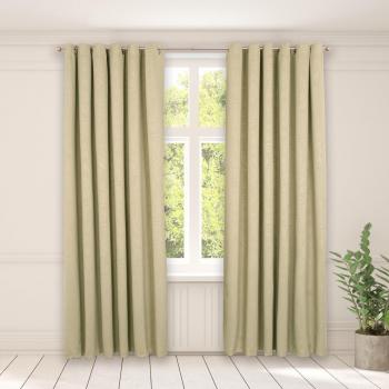 Sage Green Leaf Embossed Blackout Eyelet Curtains
