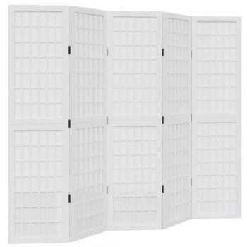 Separador de espacios 5 paneles madera maciza Paulownia blanco