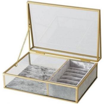 Boîte élégante à bijoux en verre et velours