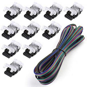 Tira de Luz LED RGB 10 mm 4‑Pin con Conectores y Kit de Sudaderas