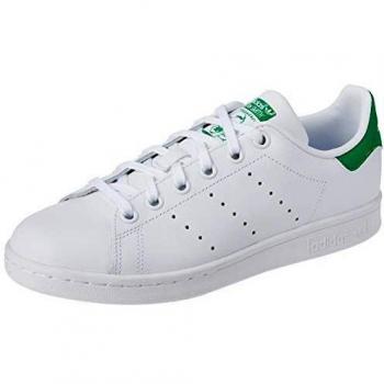 Adidas Stan Smith J Girls' Children's Shoes (Trainers) in White Leather Trainers White Green Size: 3 2/3 UK Sneakers male Size: 3 2/3 US