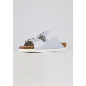 Ulla Popken Blue Buckle Detail Mules for Women, Plus Size 7