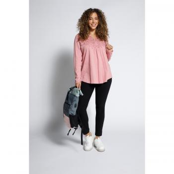 Tunica rossa in cotone con maniche lunghe e pizzo, donna, taglia 56/58